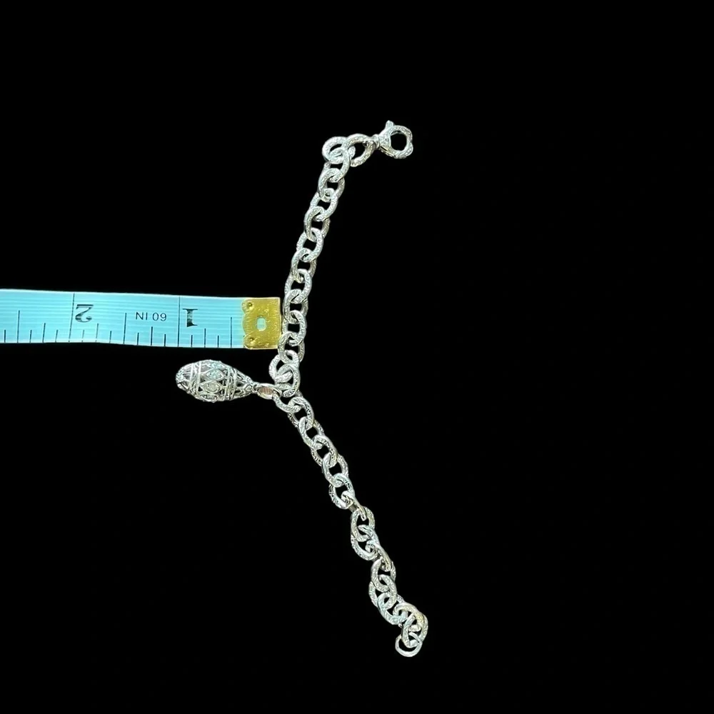 Woman’s Chain Bracelet With pavé Egg Pendant